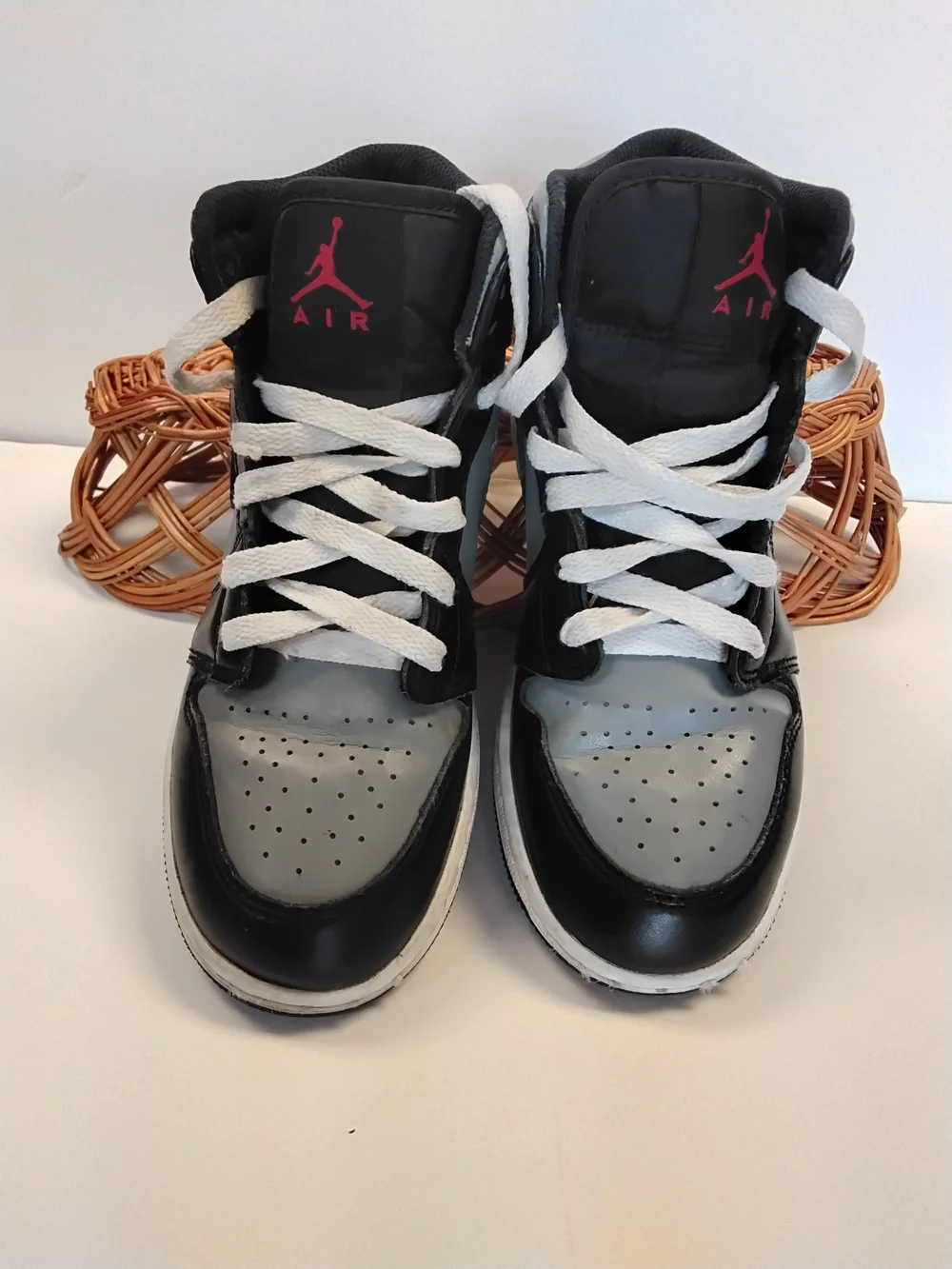 Jordan Men’s High-Top Sneakers - Black, Gray & Red Accent